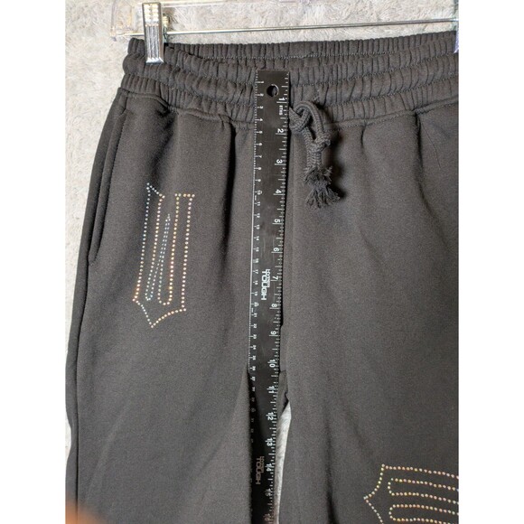 Wicked Elphaba Glinda Rhinestones Black Wide Leg Sweatpants XXS NWOT - Picture 5 of 9